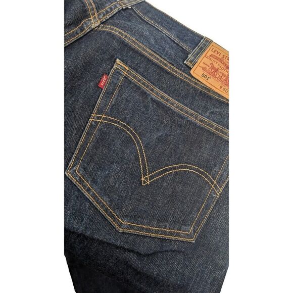 Levi 501 Men’s 40x 32 Button Fly Original Wash Straight Denim Blue Jeans - Picture 8 of 11